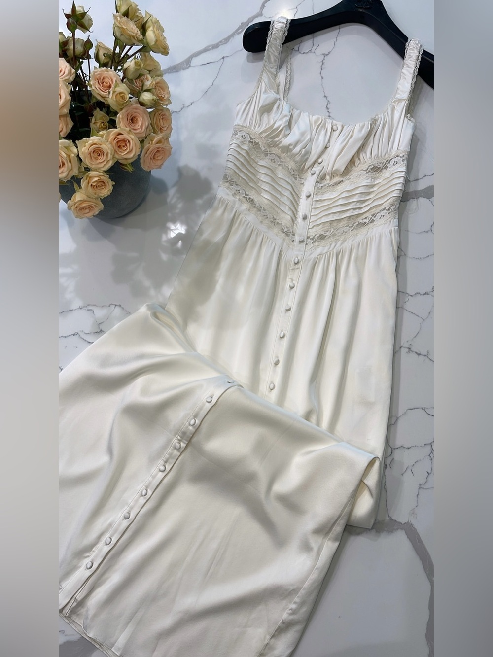 NEW HOUSE OF CB 'Illiana' Ivory Real Silk Maxi Dress Size S - Picture 2 of 13